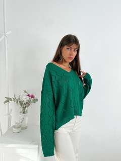 Sweater amplio con calado en forma de rombos Draymond - comprar online