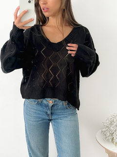 Imagen de Sweater amplio con calado en forma de rombos Draymond