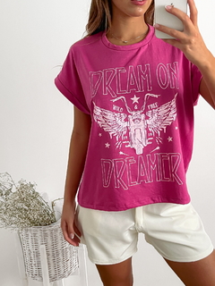 Remera amplia manga rebatible Dream on en internet