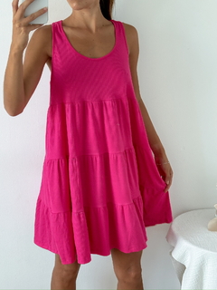 Vestido morley viscosa escote redondo sin mangas con recortes y frunces Eslovenia - comprar online