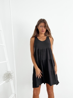 Vestido morley viscosa escote redondo sin mangas con recortes y frunces Eslovenia - BENKA