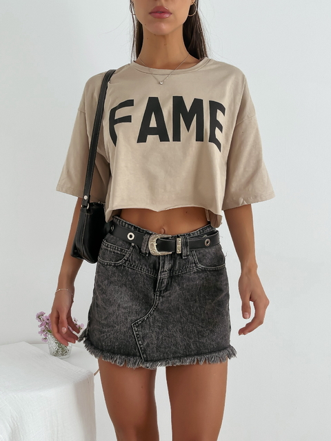 Remera algodon manga oversize ancha al corte Fame