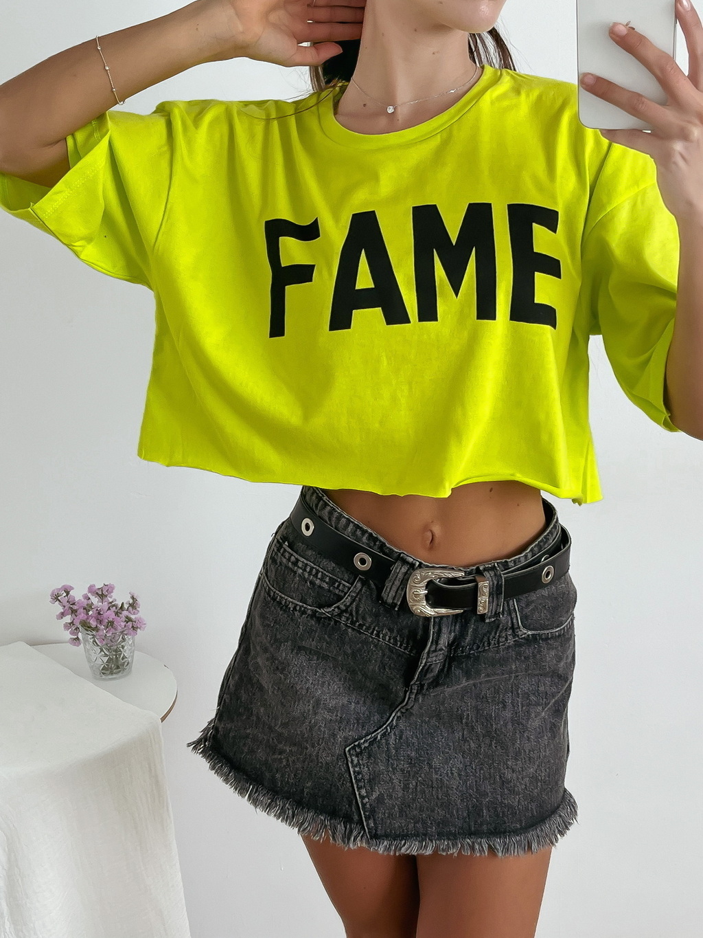 Remera algodon manga oversize ancha al corte Fame