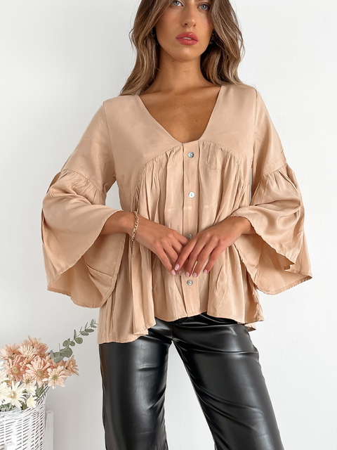 Blusa fibrana con botones y manga campana Filis BENKA