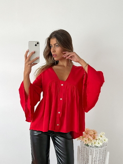 Blusa fibrana con botones y manga campana Filis - BENKA