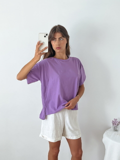 Remera amplia con tajo de algodón Géminis - comprar online