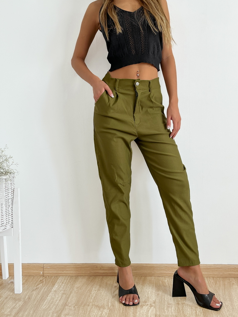 Pantalon bengalina elastizada slouchy con pinzas Gotic