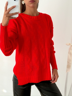 Sweater largo con trenzas y tajo Guixols - comprar online