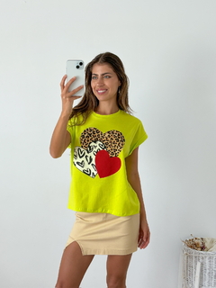 Remera amplia manga rebatible Hearts - tienda online