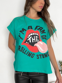 Imagen de Remera amplia manga rebatible Im a fan of Rolling stones