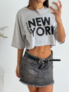 Remera algodón manga oversize terminación al corte New york brooklyn PERONYBR - comprar online