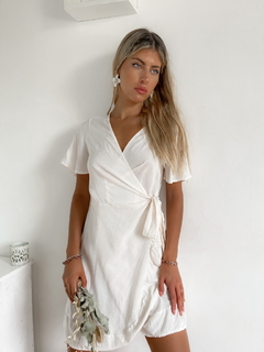 Vestido fibrana cruzado con volados Chiara - comprar online