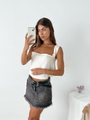 Top lino sastrero con breteles anchos Jacinta - tienda online