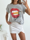 Remera amplia manga rebatible LipsLove - comprar online