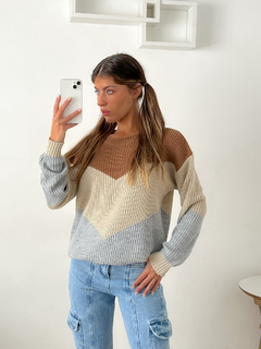 Sweater combinado diseño en V Lenna - tienda online