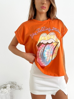 Remera amplia manga rebatible Lengua Rolling colores batik ROLLBAT - comprar online