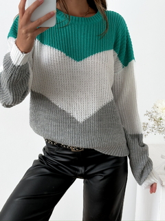Sweater combinado diseño en V Lenna