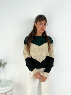 Sweater combinado diseño en V Lenna