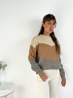 Sweater combinado diseño en V Lenna - comprar online