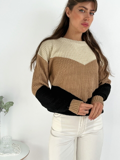 Sweater combinado diseño en V Lenna en internet