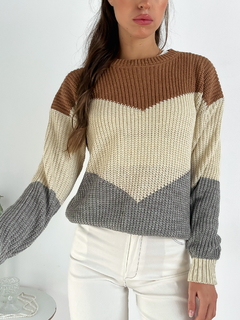 Sweater combinado diseño en V Lenna - tienda online