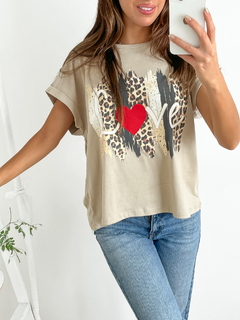 Imagen de Remera algodón manga rebatible Love Print