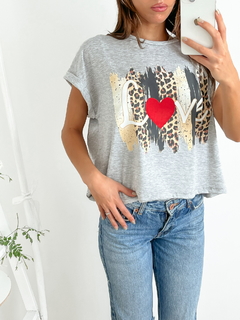 Remera algodón manga rebatible Love Print - comprar online