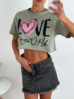 Remera de algodón ancha al corte Love Yourself - BENKA