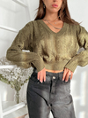 Sweater corto escote V con ochos Lusaka