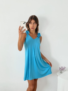 Vestido modal viscosa escote v y volados en bretel Madrid