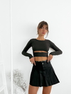 Mini falda gabardina tableada con terminación al corte Nantes - tienda online