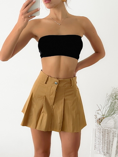 Mini falda gabardina tableada con terminación al corte Nantes - comprar online