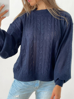 Sweater trenzado manga globo Niza - comprar online