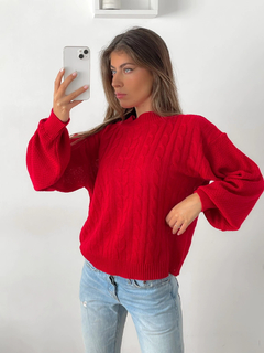 Sweater trenzado manga globo Niza - tienda online