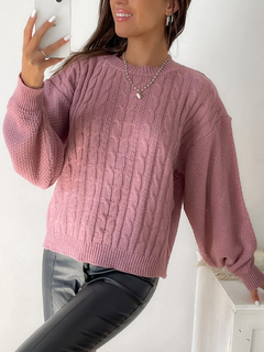 Sweater trenzado manga globo Niza - comprar online