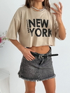 Remera algodón manga oversize terminación al corte New york brooklyn PERONYBR - BENKA