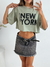 Remera algodón manga oversize terminación al corte New york brooklyn PERONYBR - tienda online