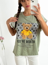 Remera amplia manga rebatible Osito you worth - tienda online