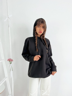 Buzo oversize frisado con capucha y cordón al tono Panama - comprar online