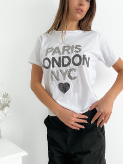 Remera lentejuelas Paris london