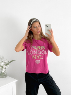 Remera lentejuelas Paris london - comprar online
