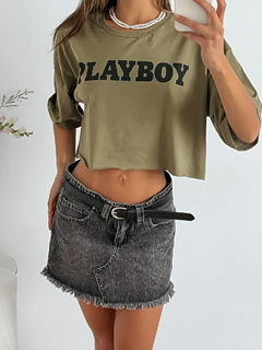 Remera algodón manga oversize ancha al corte Playboy Peropboy
