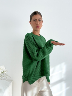 Sweater oversize rayado con tajo lateral Portman en internet