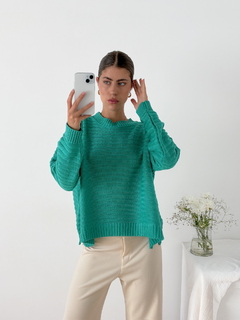 Sweater oversize rayado con tajo lateral Portman