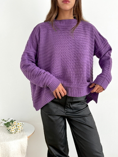 Sweater oversize rayado con tajo lateral Portman - comprar online