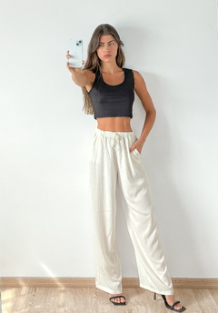 Pantalon ancho lino spandex cintura elastizada Quentin