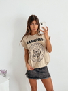 Remera amplia manga rebatible Ramones