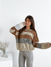 Sweater rayado con figuras y colores Roslyn