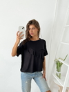 Remera modal viscosa con volado cruzado y puño Sasha - tienda online