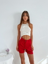 Short crepe sastrero evase con pinzas Shannon - tienda online